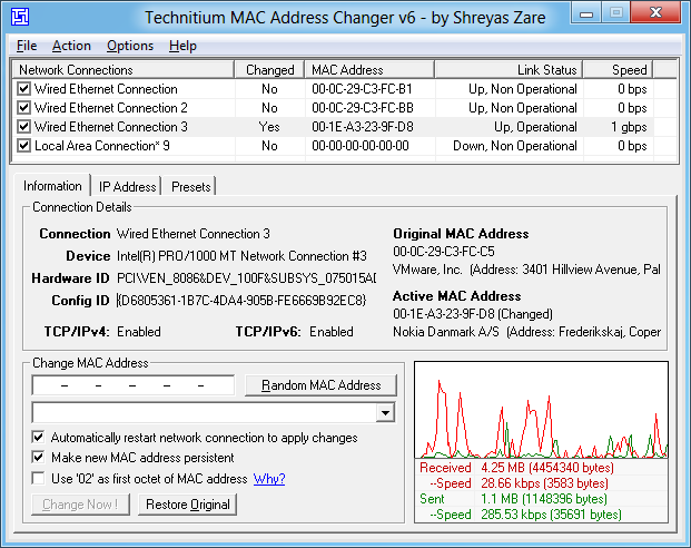 Technitium MAC Address Changer Screen Shot