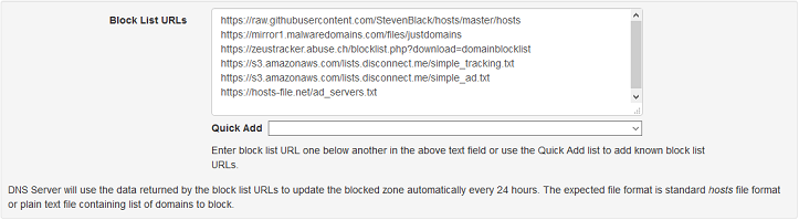 Technitium DNS Server Ad Block List Configuration
