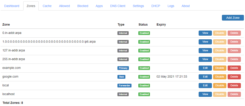 Technitium DNS Server - Zones