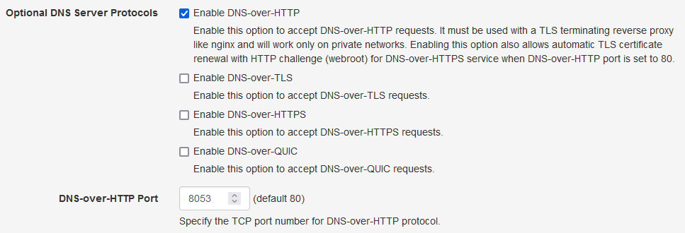 Optional DNS Server Protocols With TLS Certificate