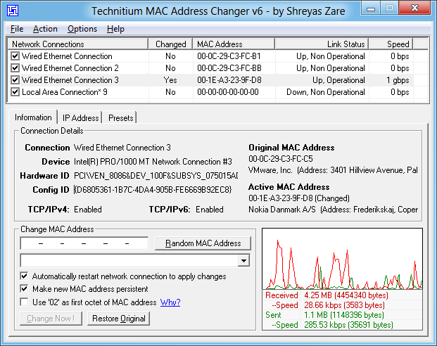 change emulator mac address